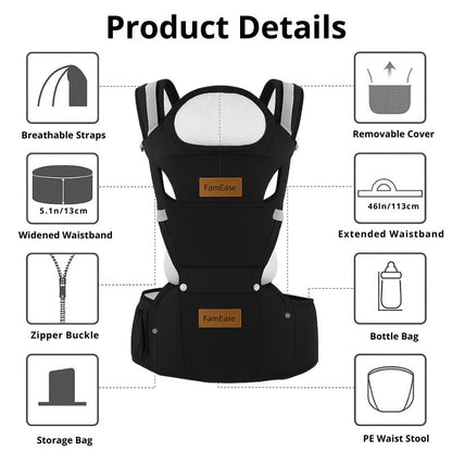 FamEase™ 2-in-1 Ergonomic Hip Seat Baby Carrier